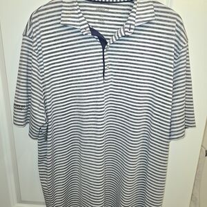 johnnie-O Navy and White Striped Polo